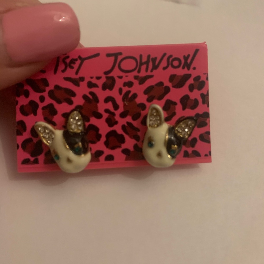 NWT Betsey Johnson French Bull Dog Earrings